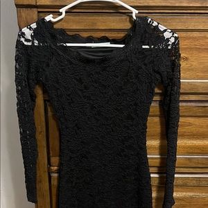 Black Lace Dress with See Through Sleeves- way cuter on than hanging